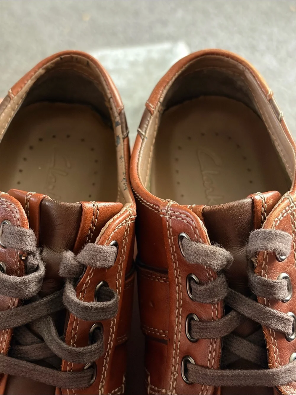 Clarks Active Air Men's Size 10 Two Tone Brown Leather Casual Oxford Sneakers